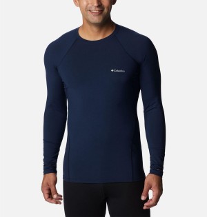 Navy Men's Columbia Omni Heat Midweight Baselayer Crew T-Shirt | REVGP-9720