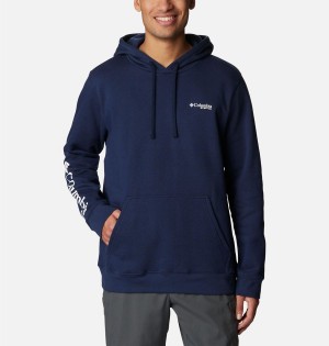 Navy Men's Columbia PFG Sleeve II Graphic Hoodie | XFCVH-6970