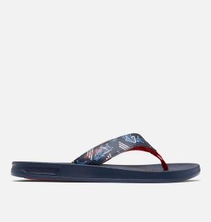 Navy Men's Columbia PFG Tidal Ray Flip Flop Sandals | JUNZQ-3657