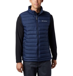 Navy Men's Columbia Powder Lite Vest | TIRXV-6735