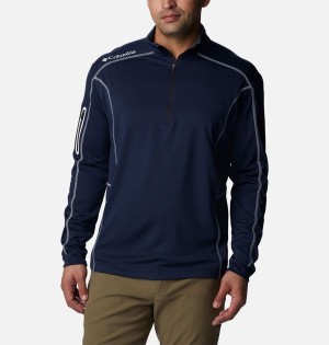 Navy Men's Columbia Shotgun Quarter Zip Golf Pullover | BKMRE-4962