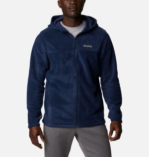 Navy Men's Columbia Steens Mountain Full Zip Hoodie Fleece Jacket | QXKGC-4798