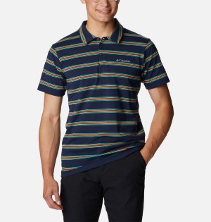 Navy Men's Columbia Sun Trek Polo Shirt | YAHXM-4981