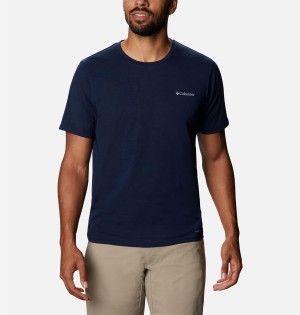 Navy Men's Columbia Sun Trek Short Sleeve T-Shirt | DWFNL-3601