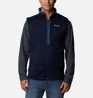 Navy Men's Columbia Sweater Weather Vest | UIVNM-1748