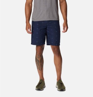 Navy Men's Columbia Washed Out Printed Shorts | FGMJA-7529