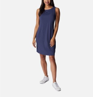 Navy Women's Columbia Chill River Printed Dress | FUEHL-3701