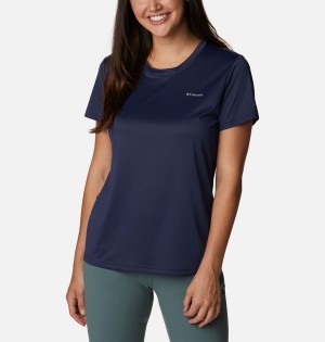 Navy Women's Columbia Hike Short Sleeve Crew T-Shirt | NYUHV-9861