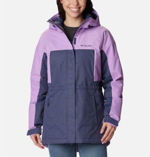 Navy Women's Columbia Hikebound Long Insulated Puffer Jacket | EHXAG-0568