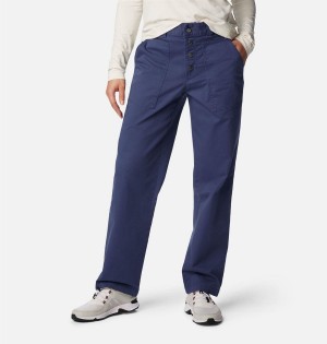 Navy Women's Columbia Holly Hideaway Cotton Pants | DNJGF-1328