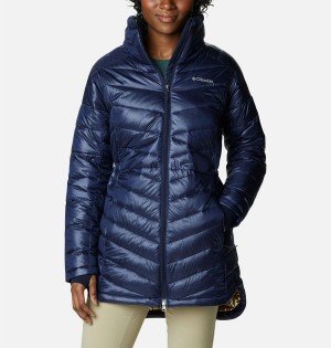 Navy Women's Columbia Joy Peak Mid Puffer Jacket | HRKJF-7943