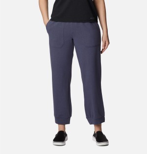 Navy Women's Columbia Lodge French Terry Pull-On Pants | CYSZI-5630