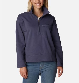 Navy Women's Columbia Lodge French Terry Pullover | AVDOX-1036