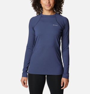 Navy Women's Columbia Omni Heat Midweight Baselayer Crew T-Shirt | OBRZG-1534