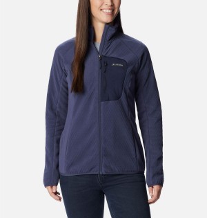 Navy Women's Columbia Outdoor Tracks Full Zip Fleece Jacket | RFAMT-7942