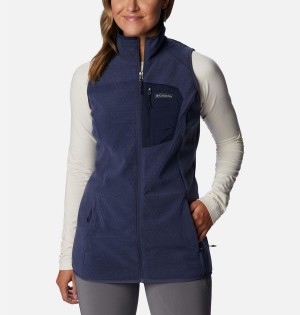 Navy Women's Columbia Outdoor Tracks Vest | MRWAU-6249