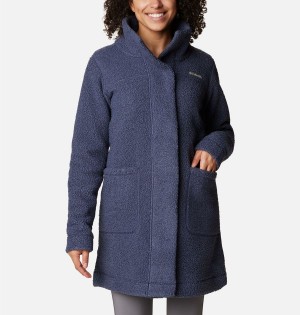 Navy Women's Columbia Panorama Long Fleece Jacket | UAPHX-0731