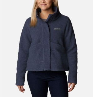 Navy Women's Columbia Panorama Snap Fleece Jacket | DRLCF-2839