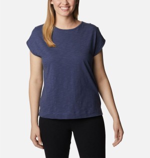 Navy Women's Columbia Point Loma T-Shirt | NBSEI-1694