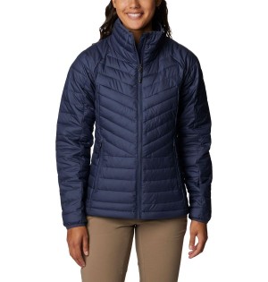 Navy Women's Columbia Powder Lite II Full Zip Puffer Jacket | QTHWU-9460