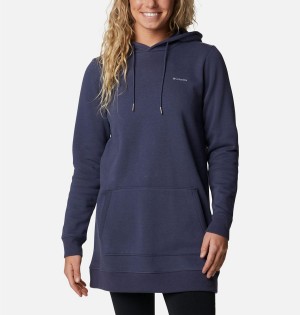 Navy Women's Columbia Rush Valley Long Hoodie | FKROW-9367