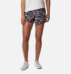 Navy Women's Columbia Sandy River II Printed Shorts | QZUGL-3164