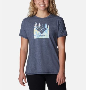 Navy Women's Columbia Sun Trek Graphic T-Shirt | RVOSN-0186