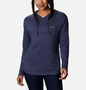 Navy Women's Columbia Sun Trek Pullover Hoodie | KGVJZ-2865