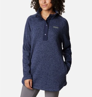 Navy Women's Columbia Sweater Weather Fleece Tunic Pullover | QNIXF-3105