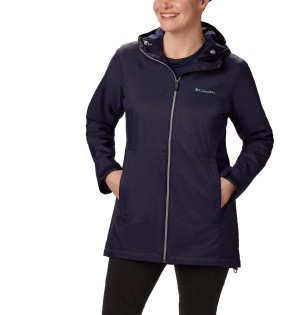 Navy Women's Columbia Switchback Lined Long Rain Jacket | BGPQM-7608