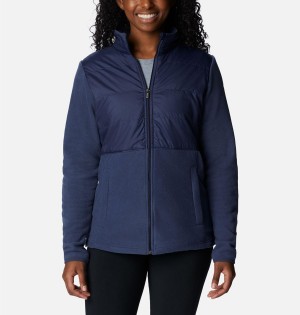 Navy Women's Columbia Tamarancho Full Zip Fleece Jacket | YOWVD-7609