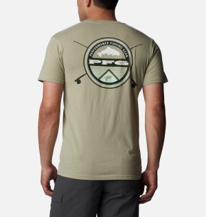 Olive Men's Columbia PFG Gharet Graphic T-Shirt | QLXRA-7809