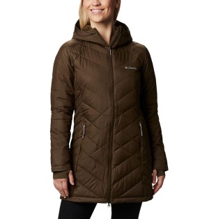 Olive Women's Columbia Heavenly Long Hooded Puffer Jacket | CMLDQ-4865