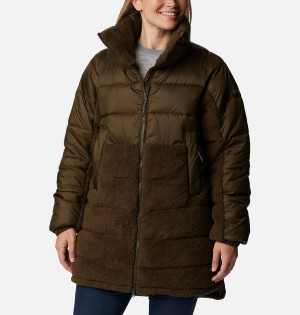 Olive Women's Columbia Leadbetter Point Long Puffer Jacket | BMWKH-3690