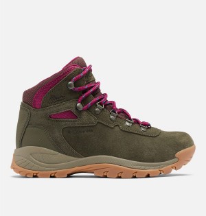 Olive Women's Columbia Newton Ridge Plus Waterproof Amped Boot Hiking Shoes | UXDJI-5743