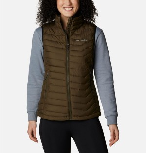 Olive Women's Columbia Powder Lite Vest | NGKJP-7013