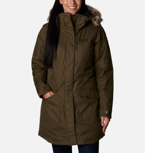 Olive Women's Columbia Suttle Mountain Long Insulated Coats | YFDKG-9153