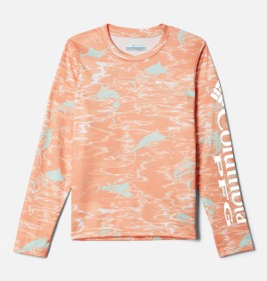 Orange Kids' Columbia PFG Super Terminal Tackle Long Sleeve T-Shirt | DVKWJ-1607