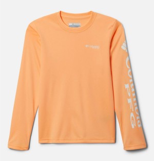 Orange Kids' Columbia PFG Terminal Tackle Long Sleeve T-Shirt | CQDBX-9317