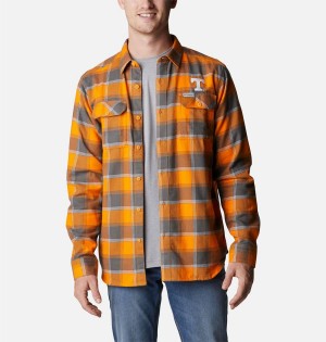 Orange Men's Columbia Collegiate Flare Gun Flannel Long Sleeve - Tennessee Shirt | EPXDJ-7239