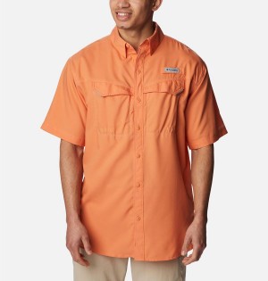 Orange Men's Columbia PFG Low Drag Offshore Short Sleeve Shirt | JBSOT-2097