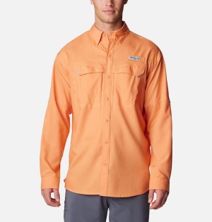 Orange Men's Columbia PFG Low Drag Offshore Long Sleeve Shirt | CIDMV-5683