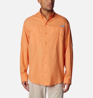 Orange Men's Columbia PFG Tamiami II Long Sleeve Shirt | LERBJ-4791