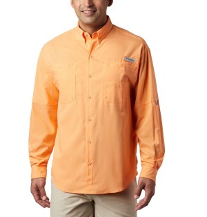 Orange Men's Columbia PFG Tamiami II Long Sleeve Shirt | FKORN-0783