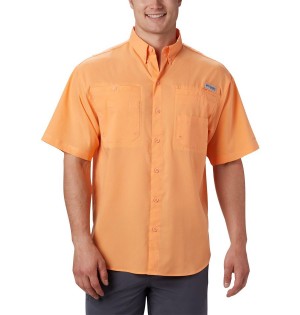 Orange Men's Columbia PFG Tamiami II Short Sleeve Shirt | HPEUT-2380