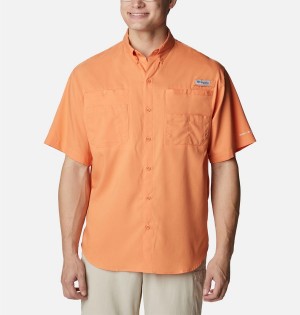 Orange Men's Columbia PFG Tamiami II Short Sleeve Shirt | QEVFN-1836