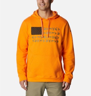 Orange Men's Columbia PHG Game Flag II Hoodie | ZXJHI-5678