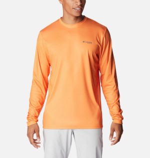 Orange Men's Columbia Terminal Tackle PFG Fish Flag Long Sleeve T-Shirt | TUJYQ-8604