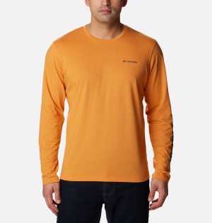 Orange Men's Columbia Thistletown Hills Long Sleeve Logo T-Shirt | JRBFV-2481