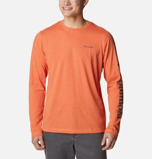 Orange Men's Columbia Thistletown Hills Long Sleeve Logo T-Shirt | SXFNE-6701